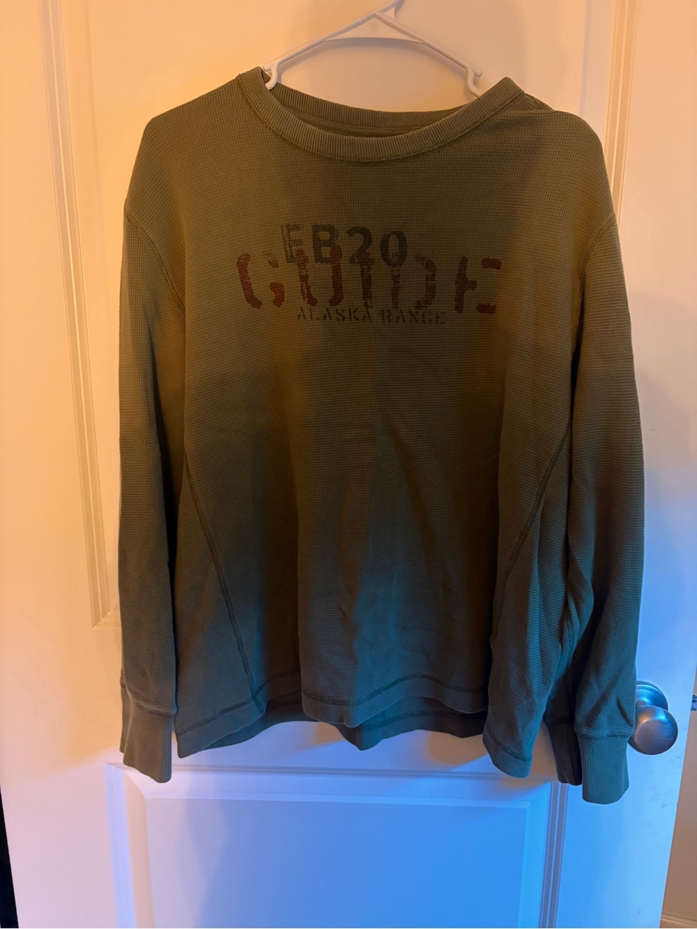 Eddie Bauer Olive Green Thermal with Faded Alaska Graphic